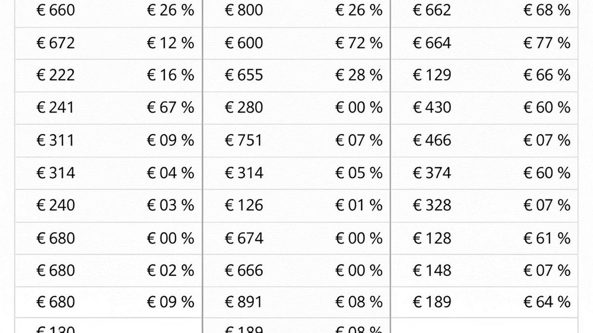 Vorschau einer 50/30/20 Budgetvorlage mit Kategorien und Monatsübersicht